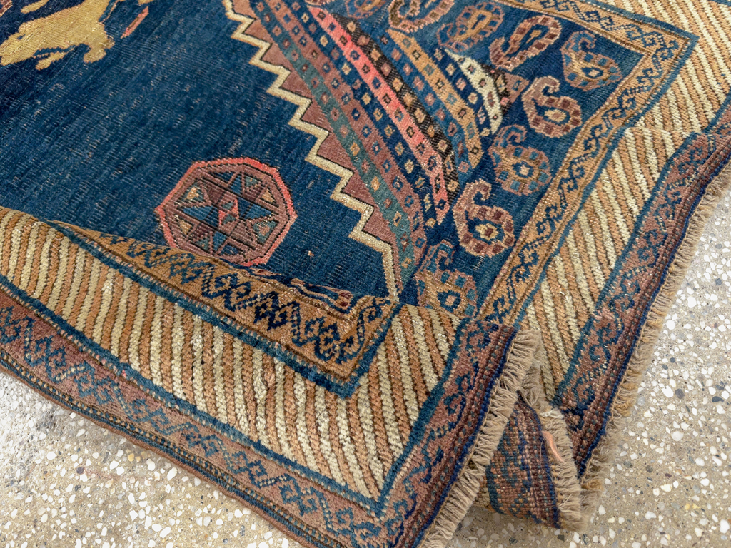 Antique Persian Pictorial Kurdish Saddle Cover, No.33210 - Gss
