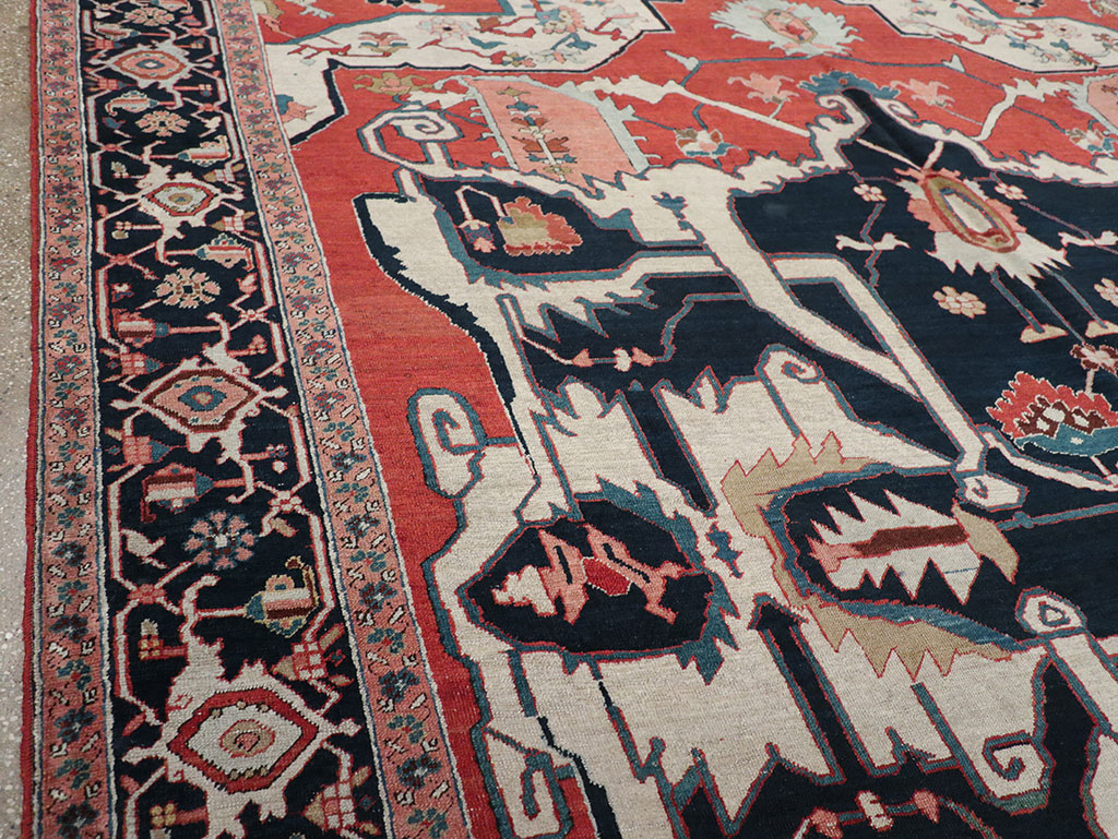 Antique Persian Serapi Room Size Carpet, No.33215 - Gss