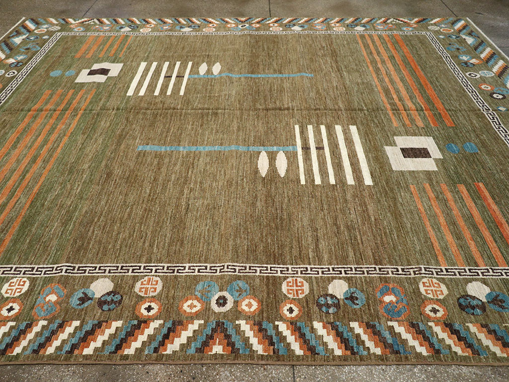 Modern East Turkestan Khotan Art Deco Room Size Carpet, No.33217 - Gss