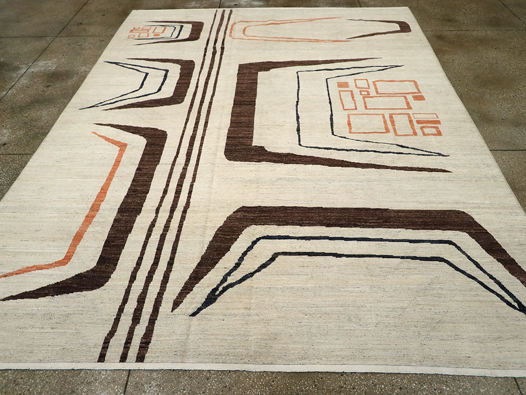 Modern East Turkestan Art Deco Room Size Carpet, No.33218 - Gss