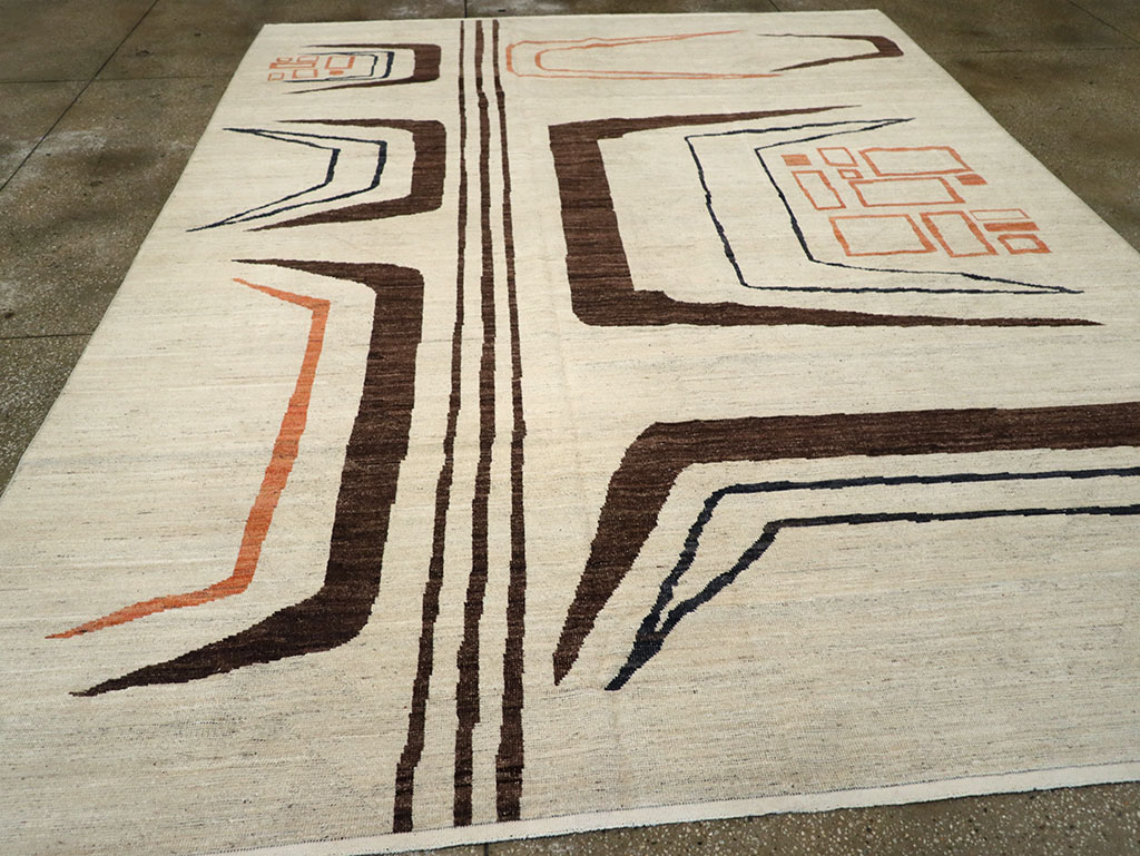 Modern East Turkestan Art Deco Room Size Carpet, No.33218 - Gss