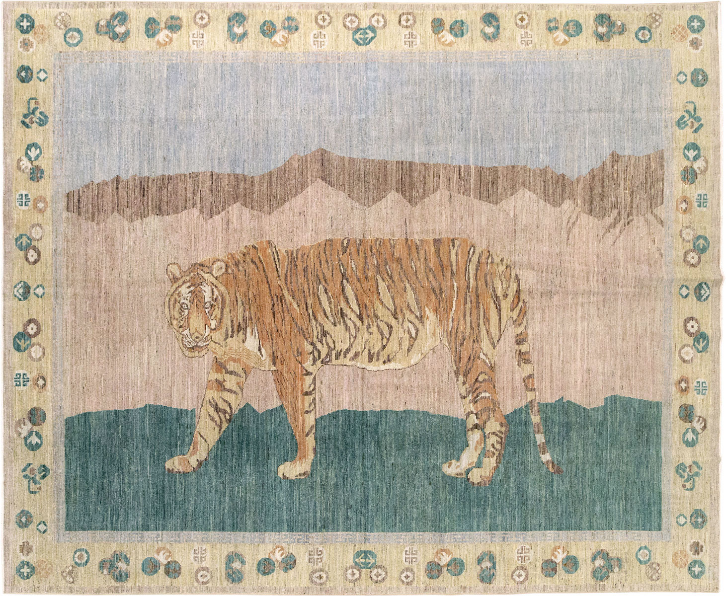Modern East Turkestan Pictorial Khotan Room Size Carpet, No.33220 - Gss