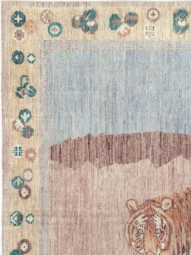 Modern East Turkestan Pictorial Khotan Room Size Carpet, No.33220 - Gss