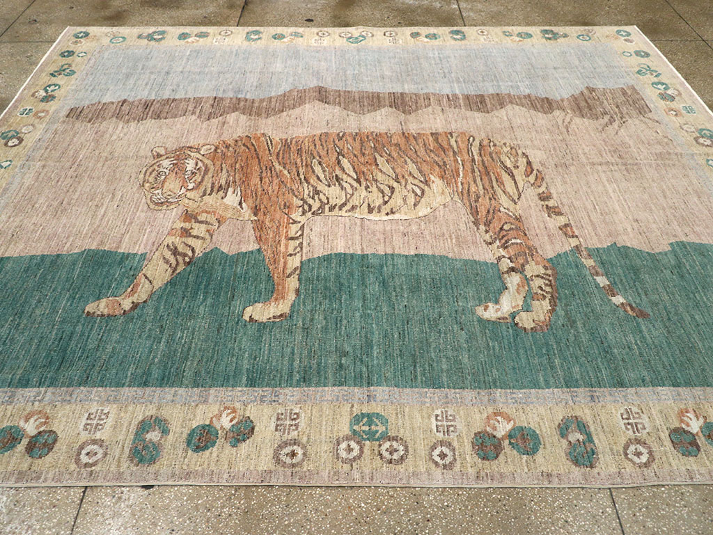 Modern East Turkestan Pictorial Khotan Room Size Carpet, No.33220 - Gss