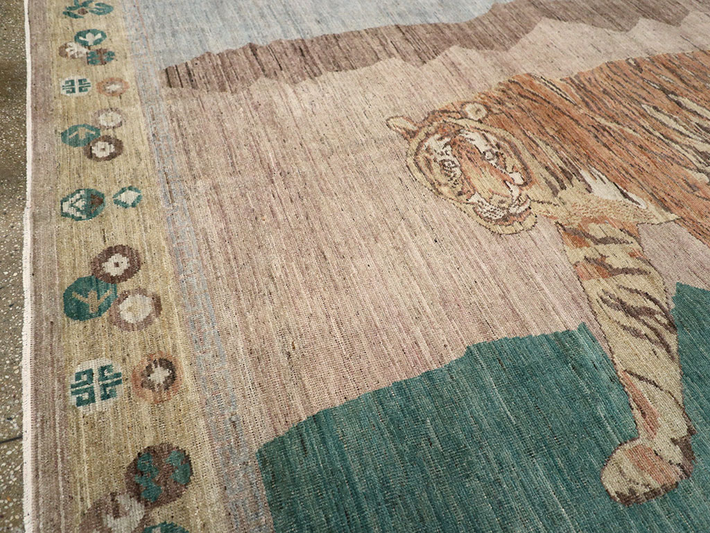Modern East Turkestan Pictorial Khotan Room Size Carpet, No.33220 - Gss