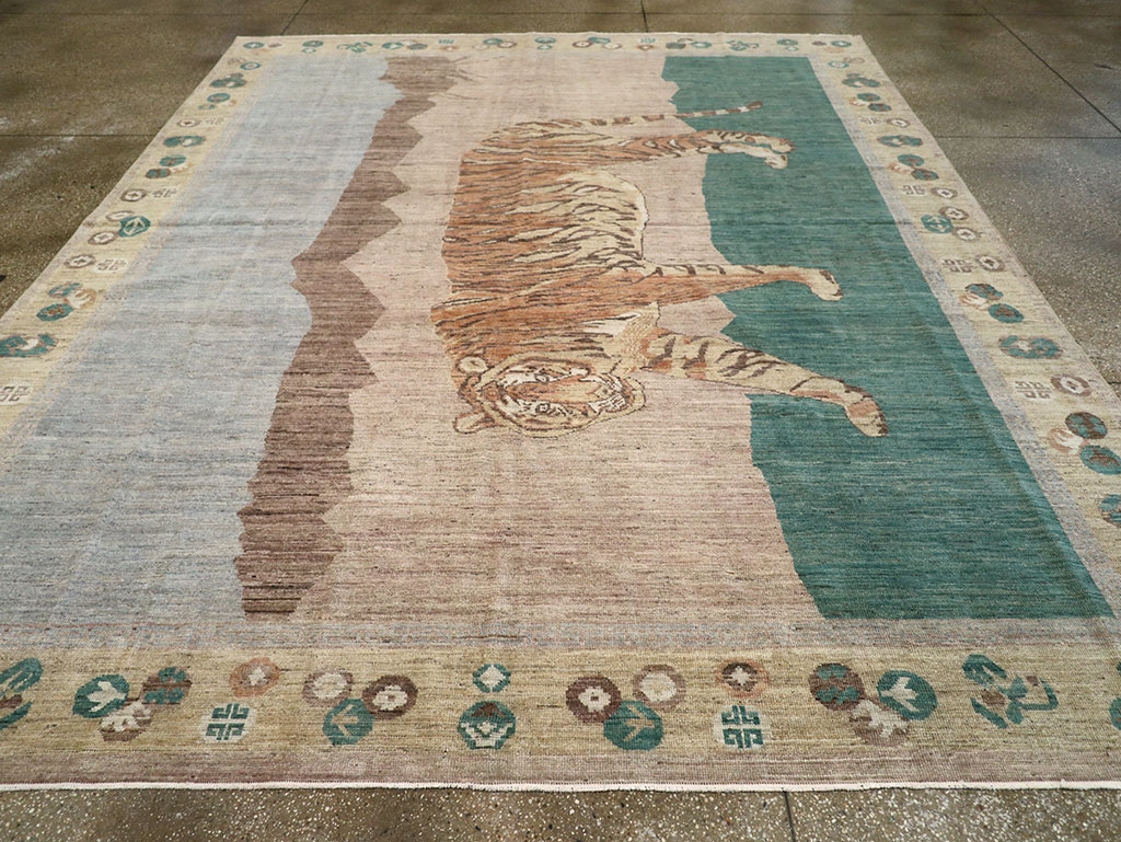 Modern East Turkestan Pictorial Khotan Room Size Carpet, No.33220 - Gss