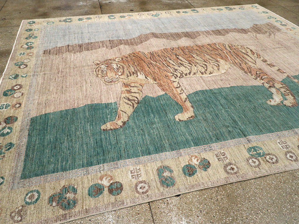 Modern East Turkestan Pictorial Khotan Room Size Carpet, No.33220 - Gss