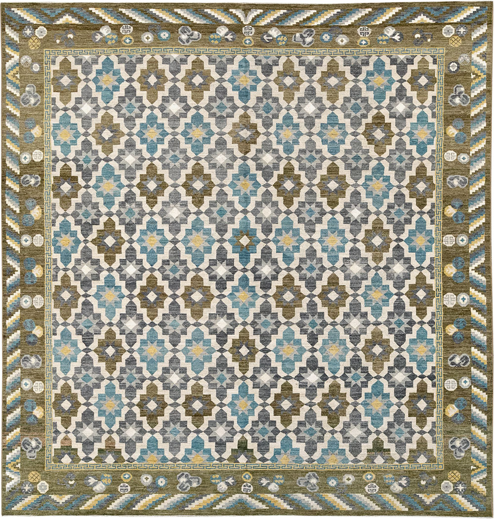 Modern East Turkestan Khotan Large Square Room Size Carpet, No.33221 - Gss