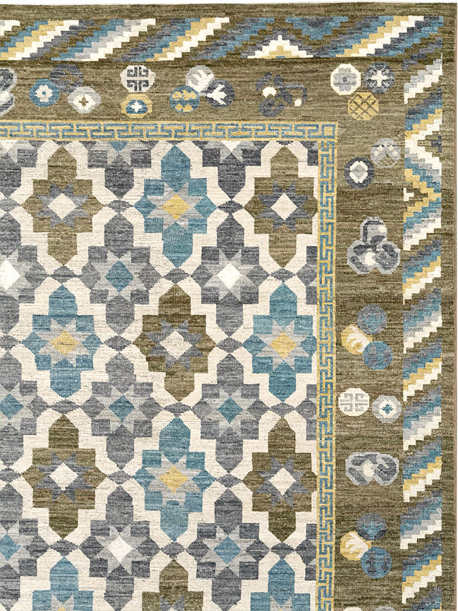 Modern East Turkestan Khotan Large Square Room Size Carpet, No.33221 - Gss