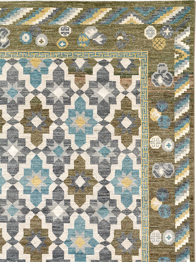 Modern East Turkestan Khotan Large Square Room Size Carpet, No.33221 - Gss