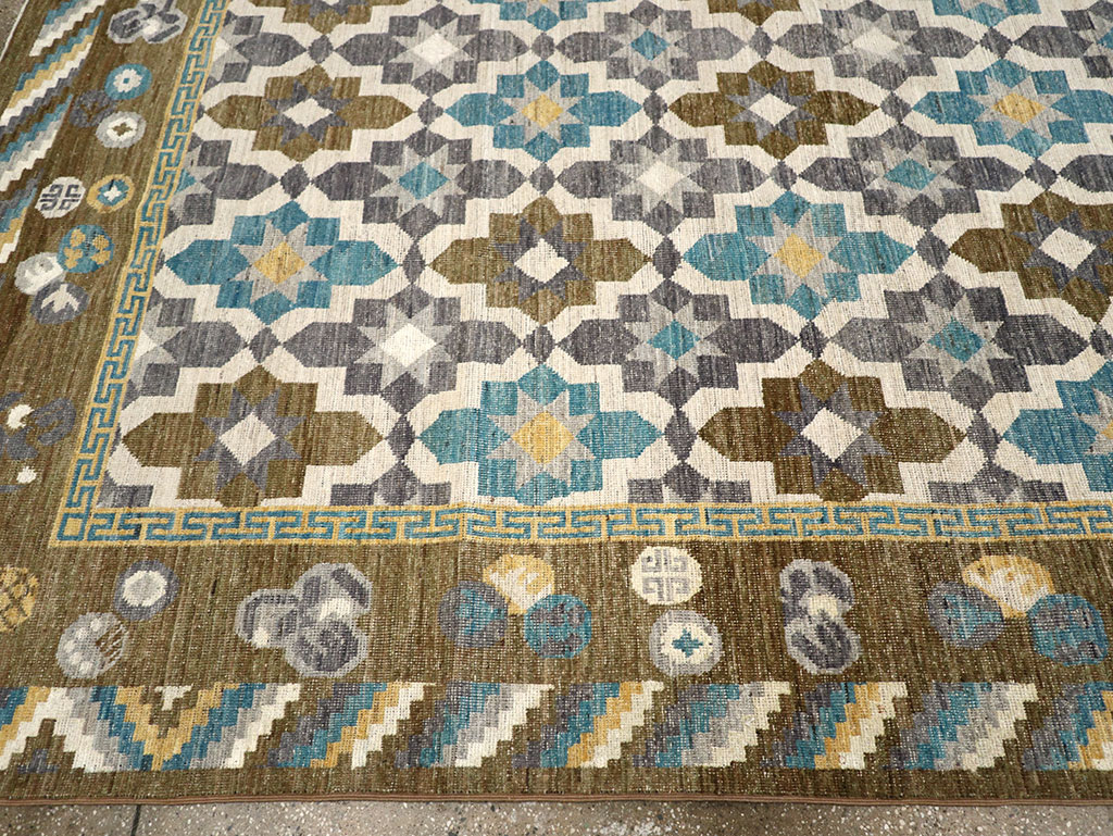 Modern East Turkestan Khotan Large Square Room Size Carpet, No.33221 - Gss