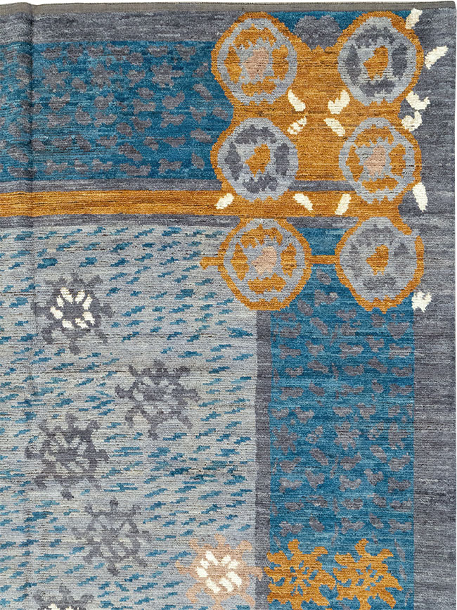 Modern East Turkestan Swedish Style Khotan Room Size Carpet, No.33224 - Gss