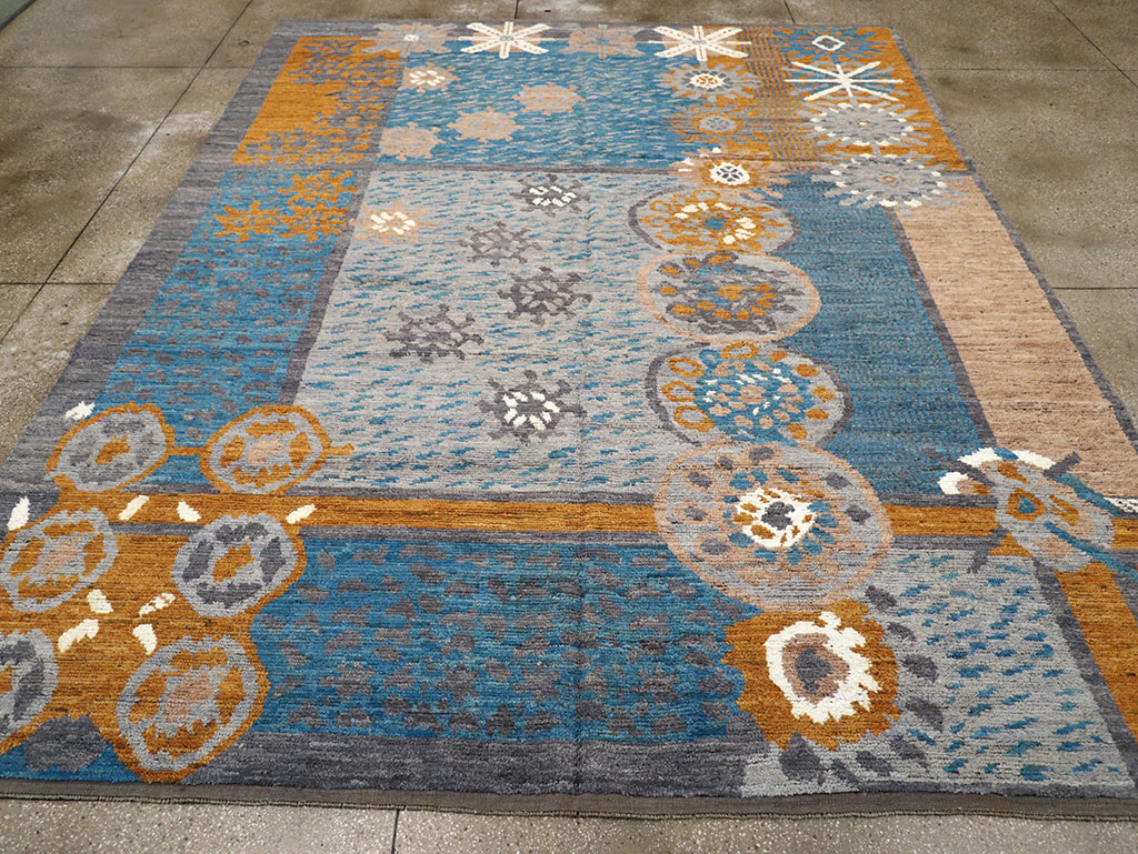 Modern East Turkestan Swedish Style Khotan Room Size Carpet, No.33224 - Gss