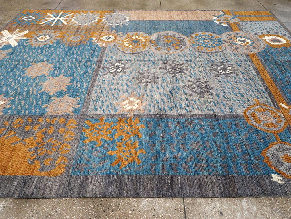 Modern East Turkestan Swedish Style Khotan Room Size Carpet, No.33224 - Gss