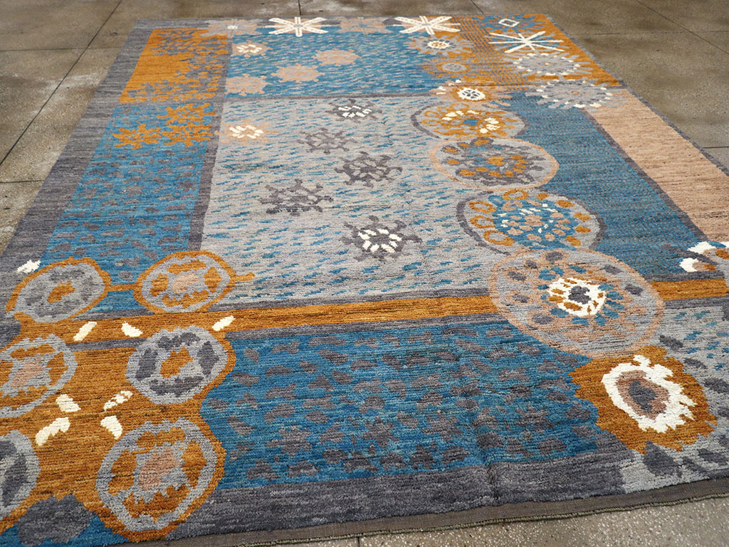 Modern East Turkestan Swedish Style Khotan Room Size Carpet, No.33224 - Gss