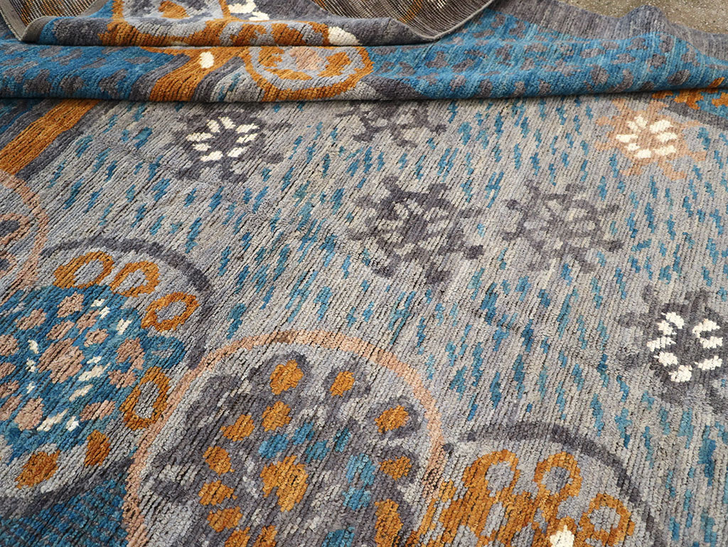 Modern East Turkestan Swedish Style Khotan Room Size Carpet, No.33224 - Gss