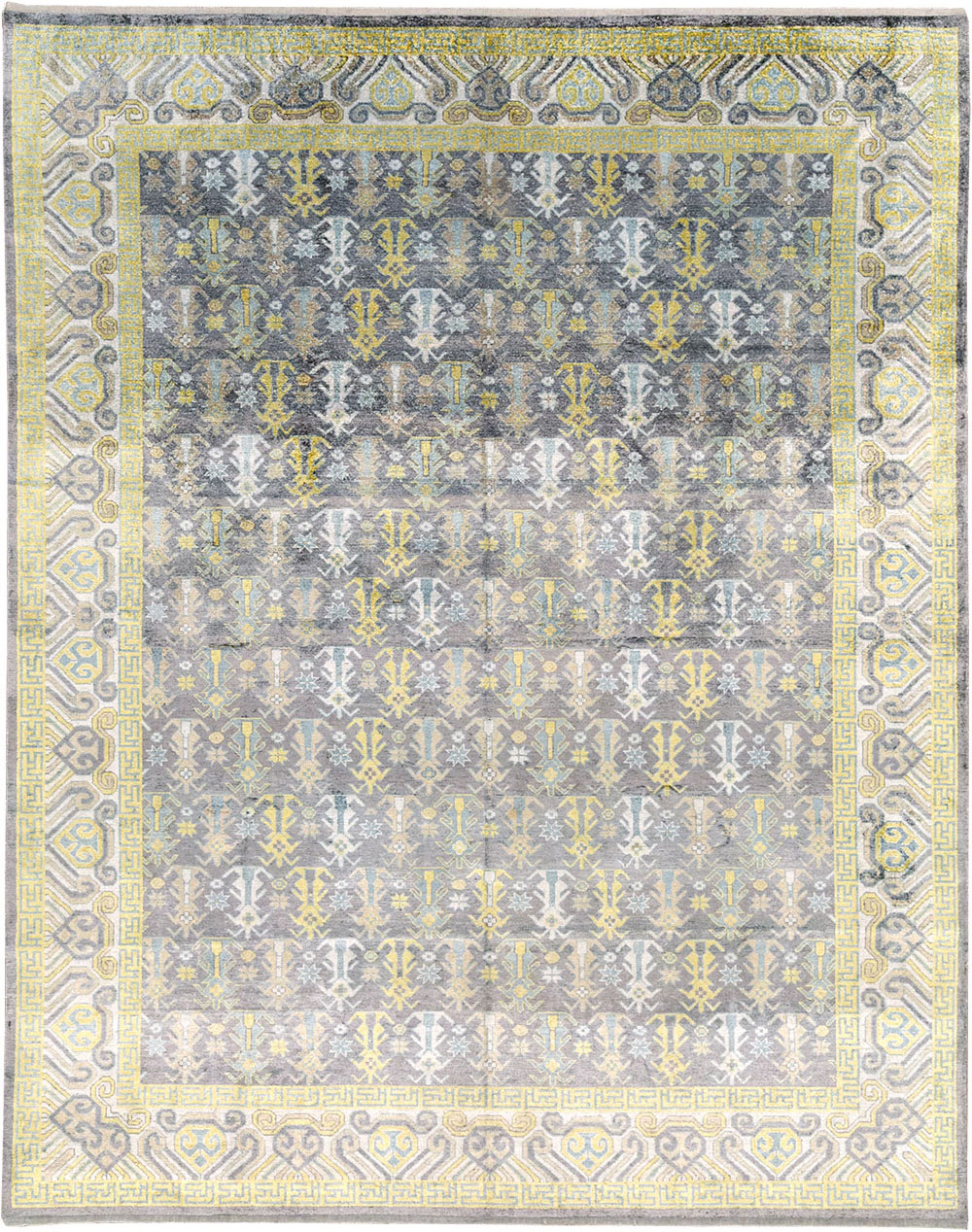 Modern East Turkestan Silk Khotan Room Size Carpet, No.33229 - Gss