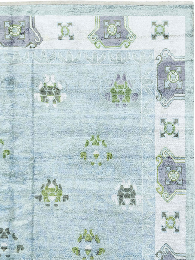 Modern East Turkestan Silk Khotan Room Size Carpet, No.33231 - Gss