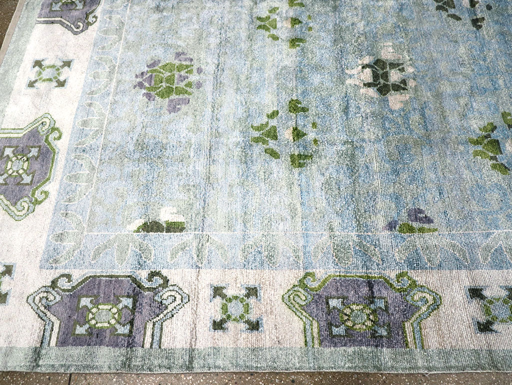 Modern East Turkestan Silk Khotan Room Size Carpet, No.33231 - Gss