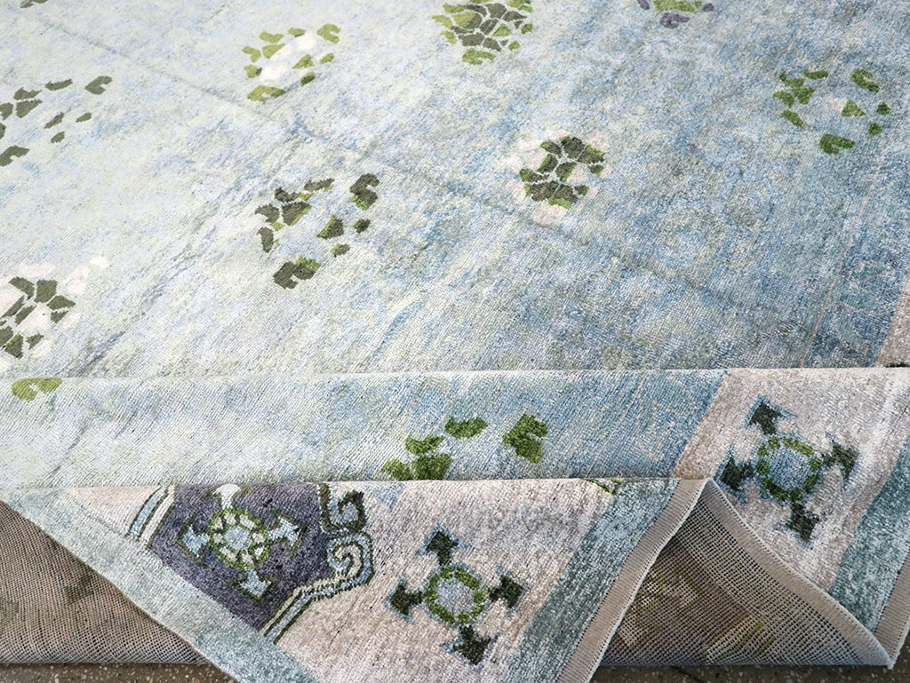 Modern East Turkestan Silk Khotan Room Size Carpet, No.33231 - Gss