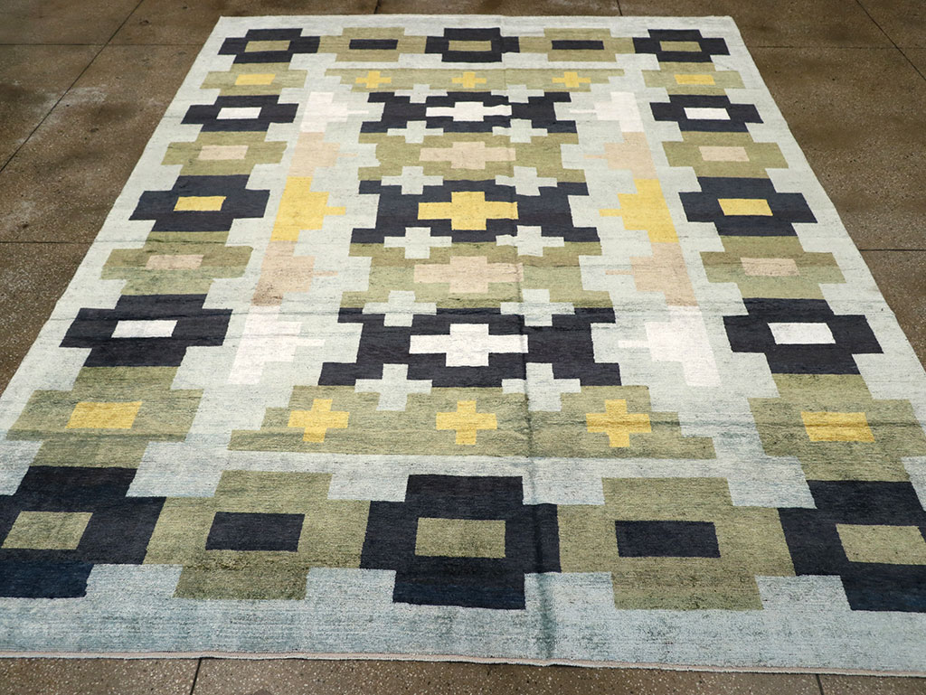 Modern East Turkestan Silk Khotan Room Size Carpet, No.33233 - Gss