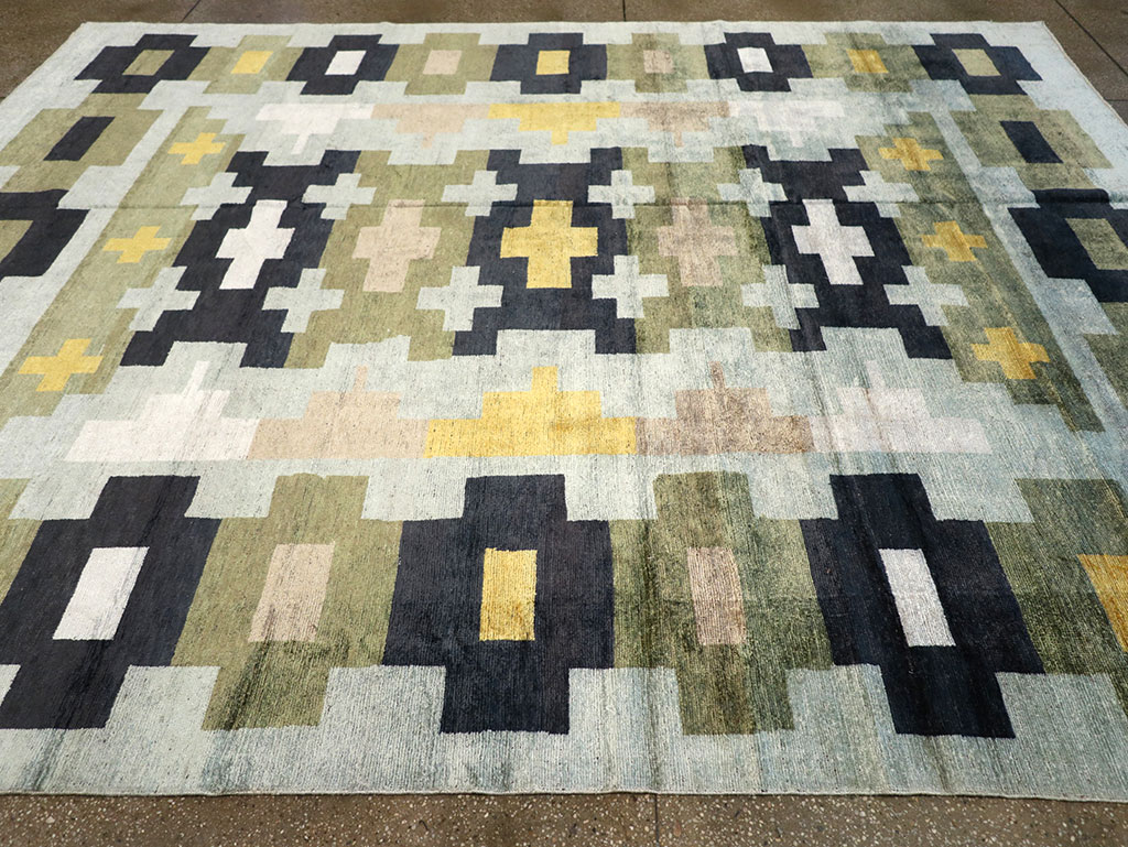 Modern East Turkestan Silk Khotan Room Size Carpet, No.33233 - Gss