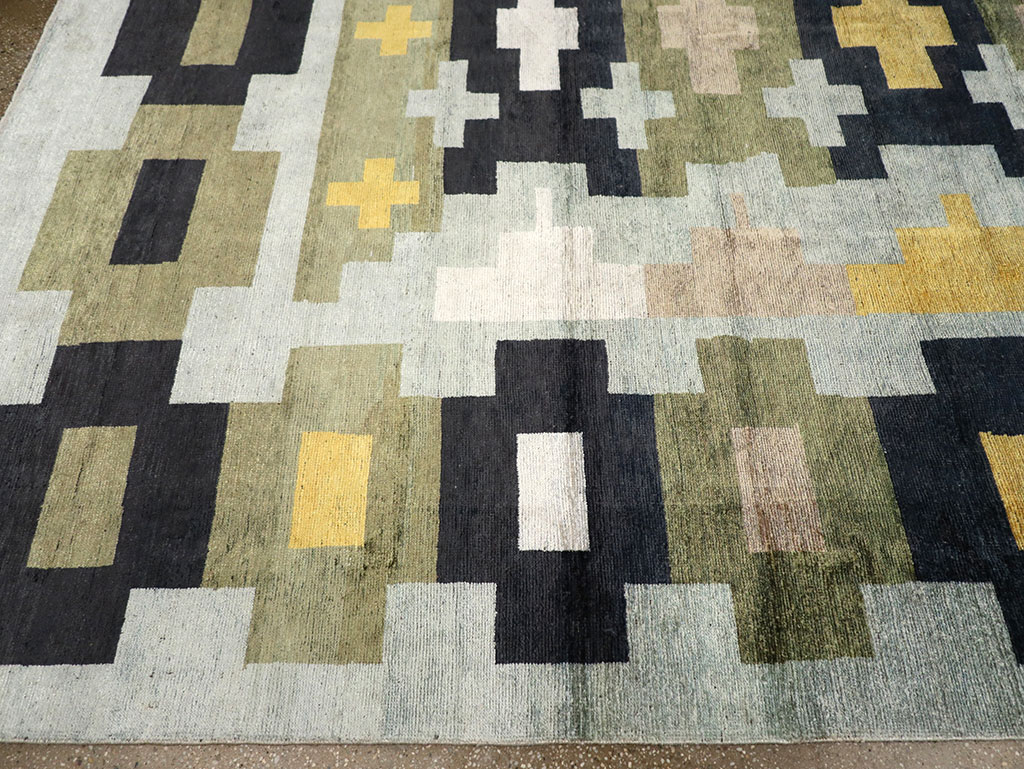 Modern East Turkestan Silk Khotan Room Size Carpet, No.33233 - Gss