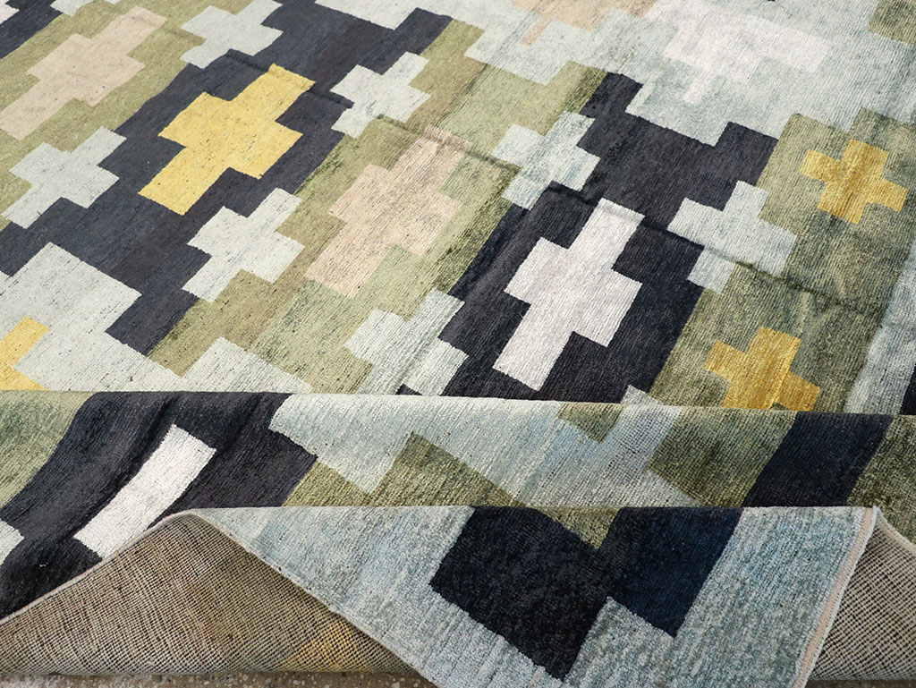 Modern East Turkestan Silk Khotan Room Size Carpet, No.33233 - Gss