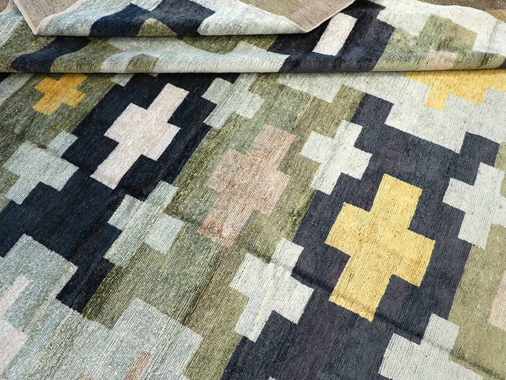 Modern East Turkestan Silk Khotan Room Size Carpet, No.33233 - Gss