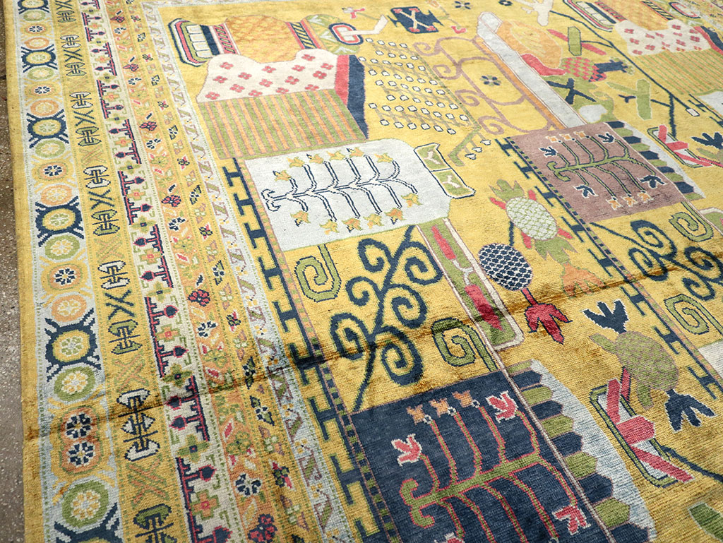 Modern East Turkestan Silk Khotan Room Size Carpet, No.33234 - Gss