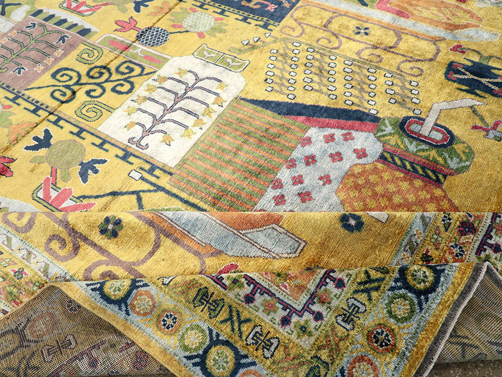 Modern East Turkestan Silk Khotan Room Size Carpet, No.33234 - Gss