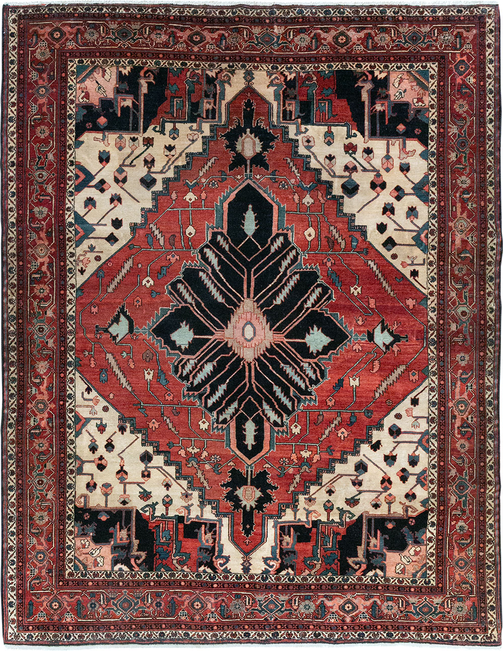 Antique Persian Serapi Accent Carpet, No.33248 - Gss