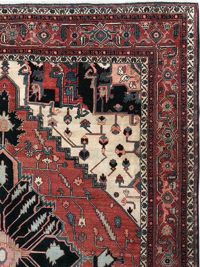 Antique Persian Malayer Serapi Accent Carpet, No.33248 - Gss