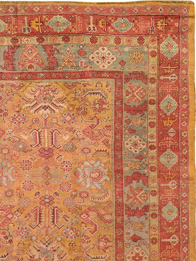Antique Turkish Oushak Square Room Size Carpet, No.33262 - Gss