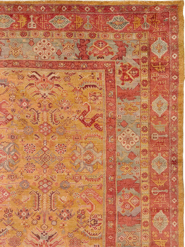 Antique Turkish Oushak Square Room Size Carpet, No.33262 - Gss
