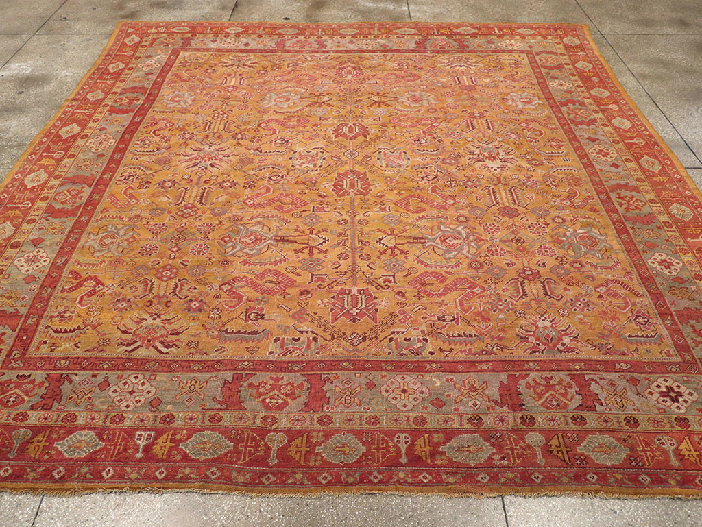 Antique Turkish Oushak Square Room Size Carpet, No.33262 - Gss