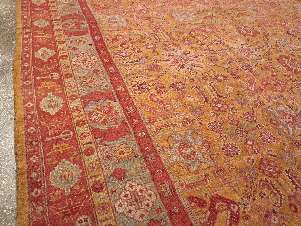 Antique Turkish Oushak Square Room Size Carpet, No.33262 - Gss