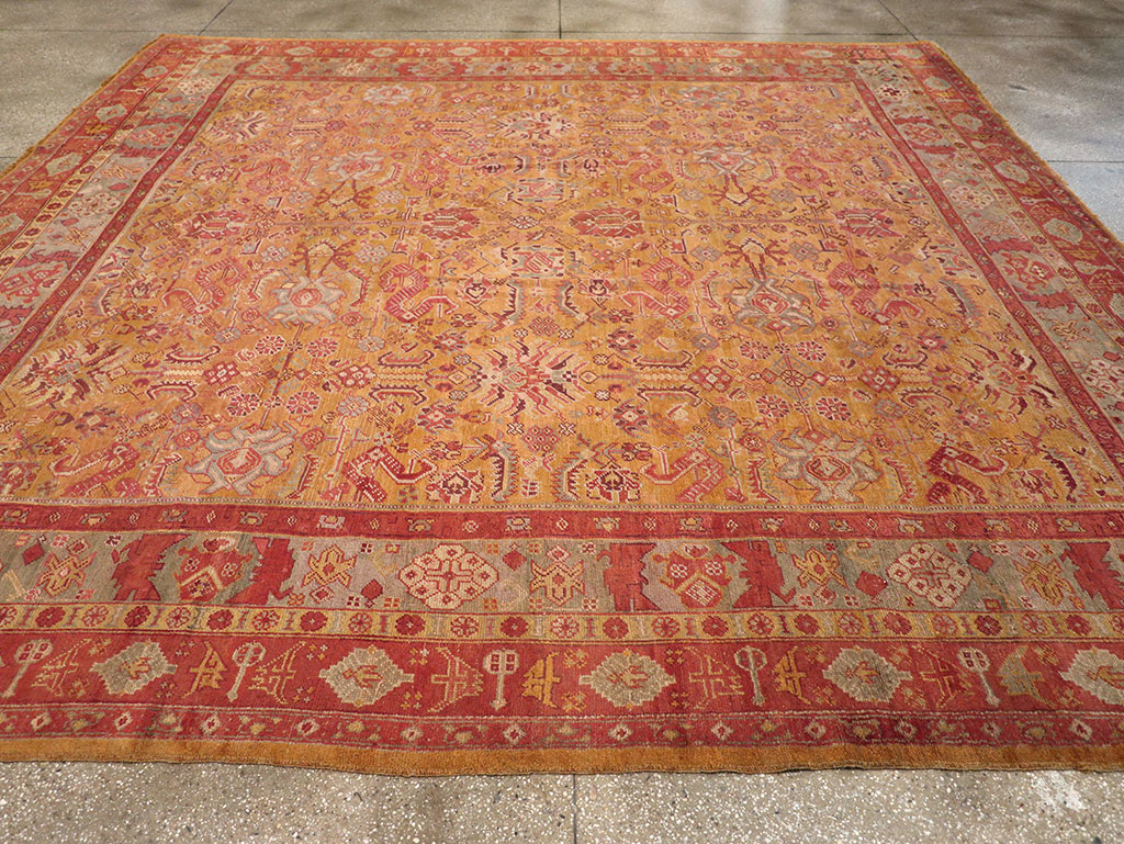 Antique Turkish Oushak Square Room Size Carpet, No.33262 - Gss