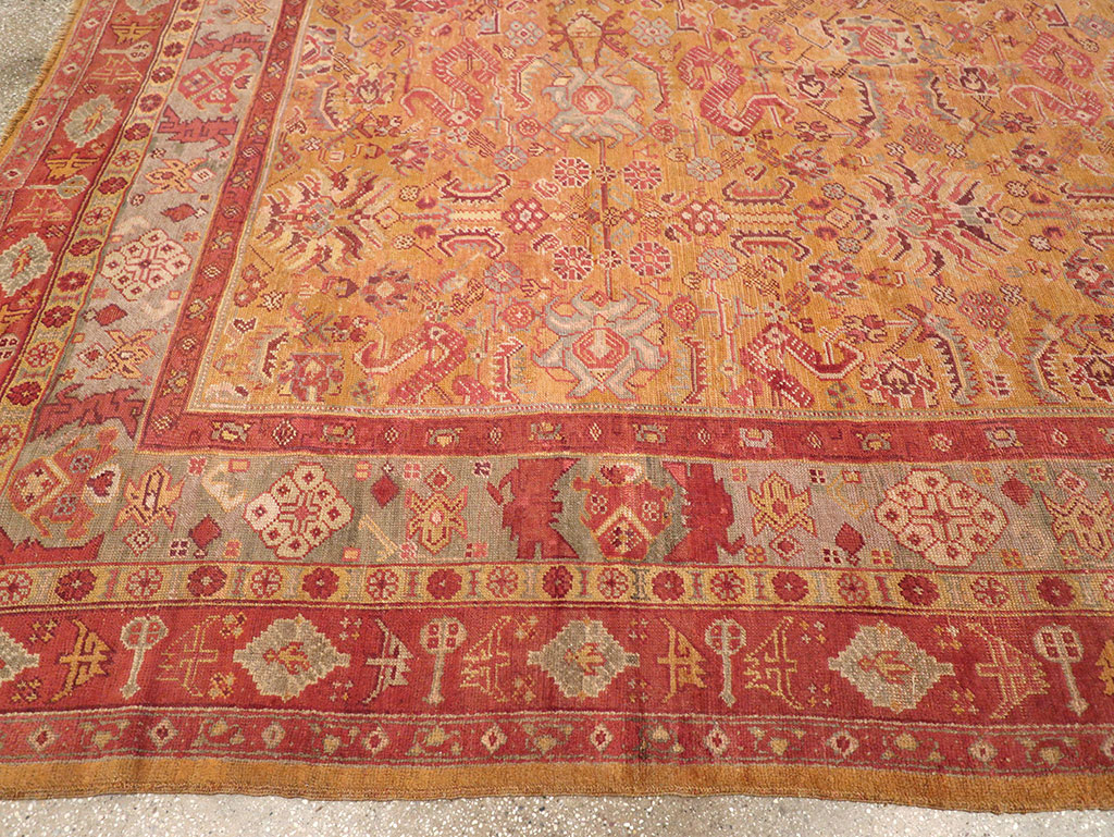 Antique Turkish Oushak Square Room Size Carpet, No.33262 - Gss