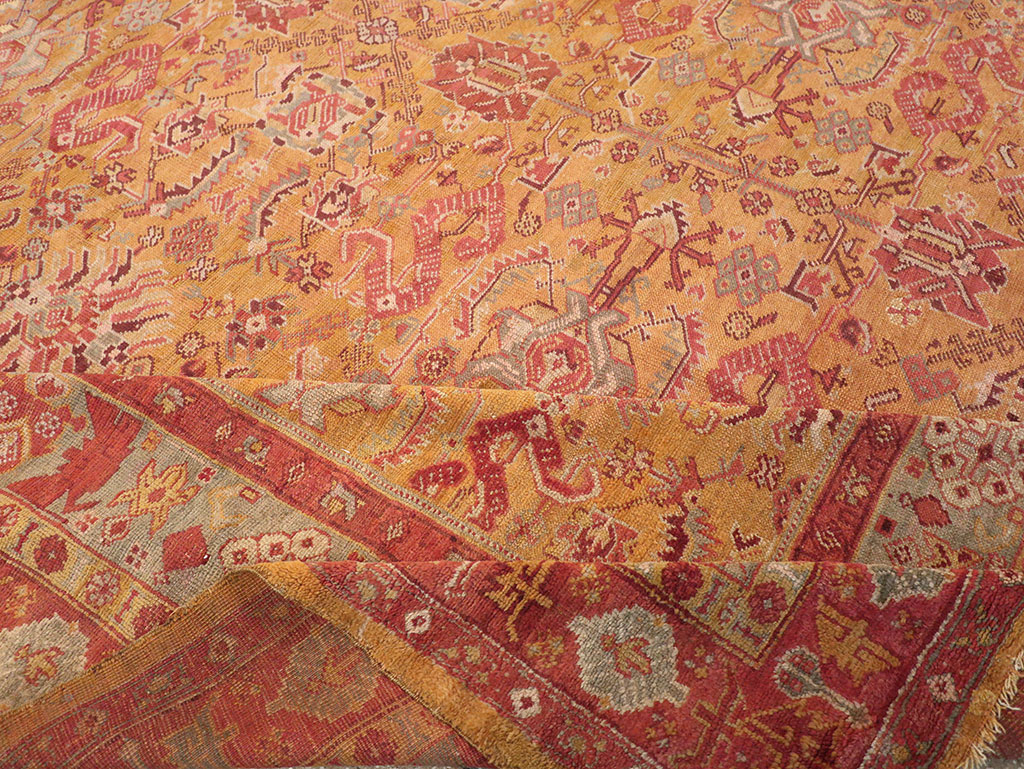 Antique Turkish Oushak Square Room Size Carpet, No.33262 - Gss