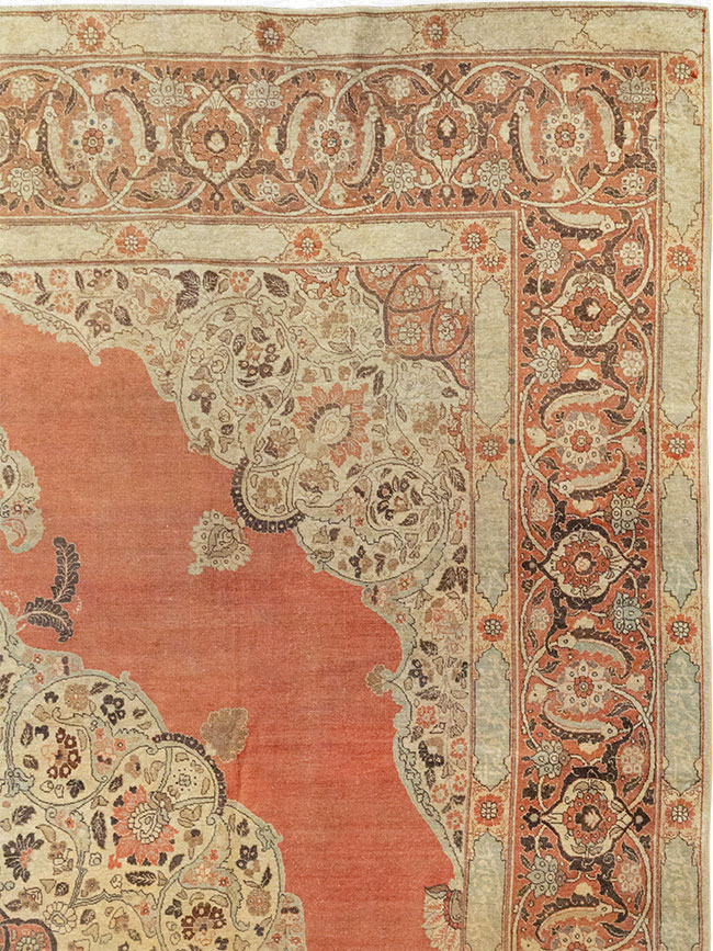 Antique Persian Tabriz Room Size Carpet, No.33263 - Gss
