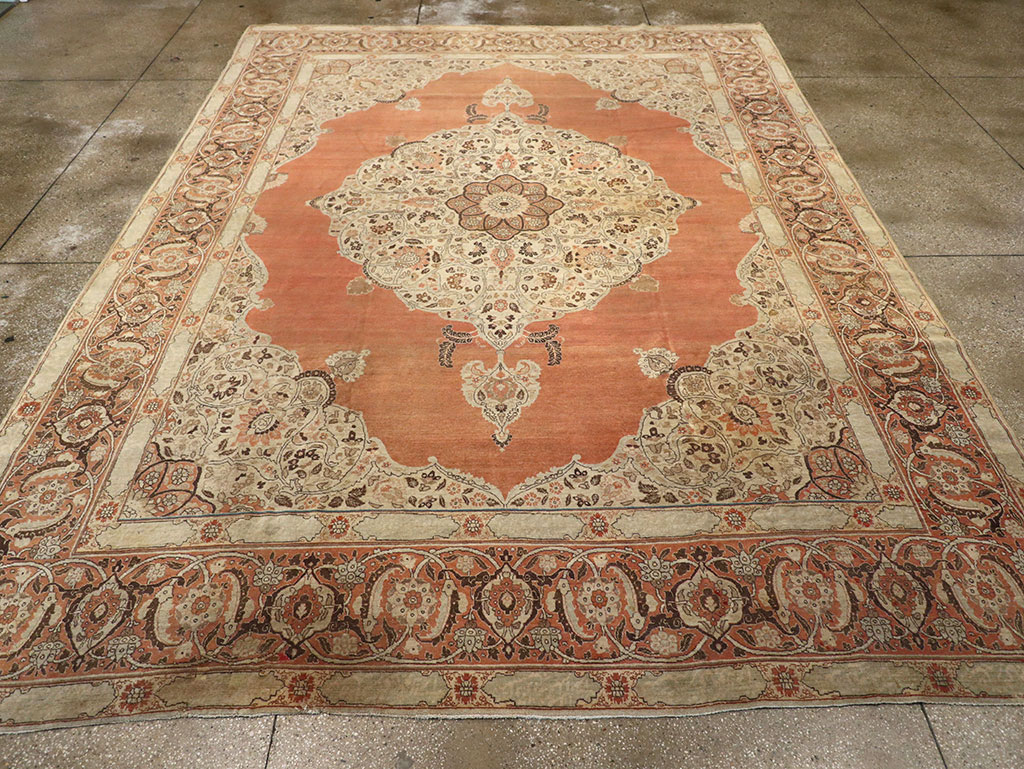 Antique Persian Tabriz Room Size Carpet, No.33263 - Gss