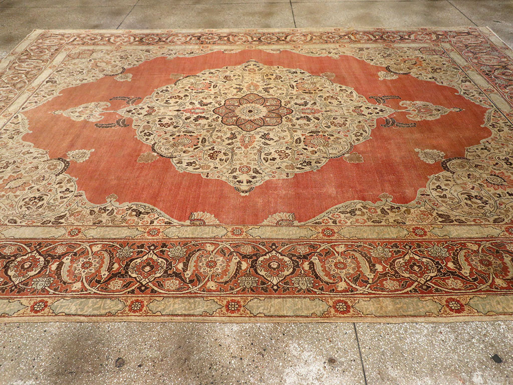 Antique Persian Tabriz Room Size Carpet, No.33263 - Gss