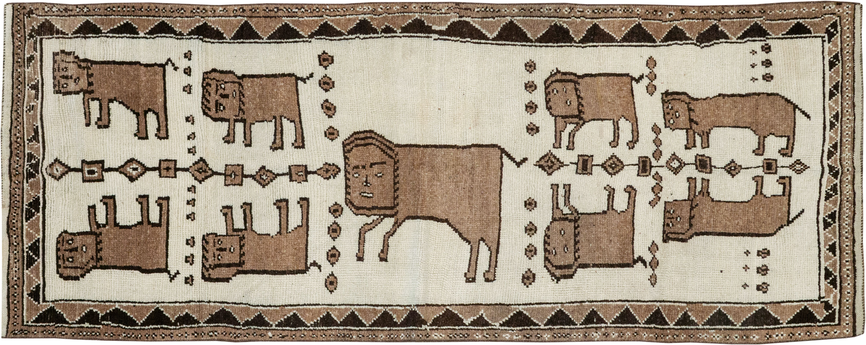 Vintage Turkish Anatolian Pictorial Runner, No.33265 - Gss