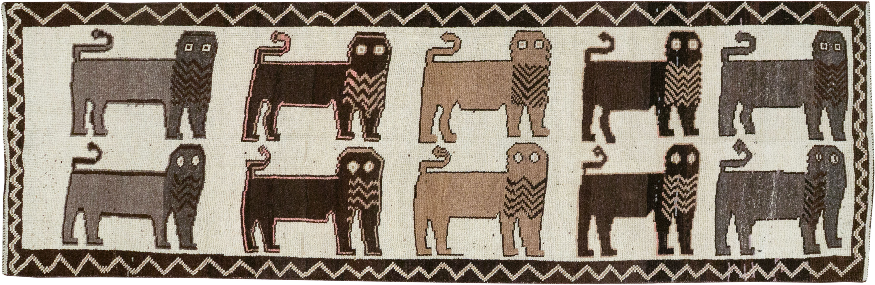 Vintage Turkish Anatolian Pictorial Runner, No.33266 - Gss