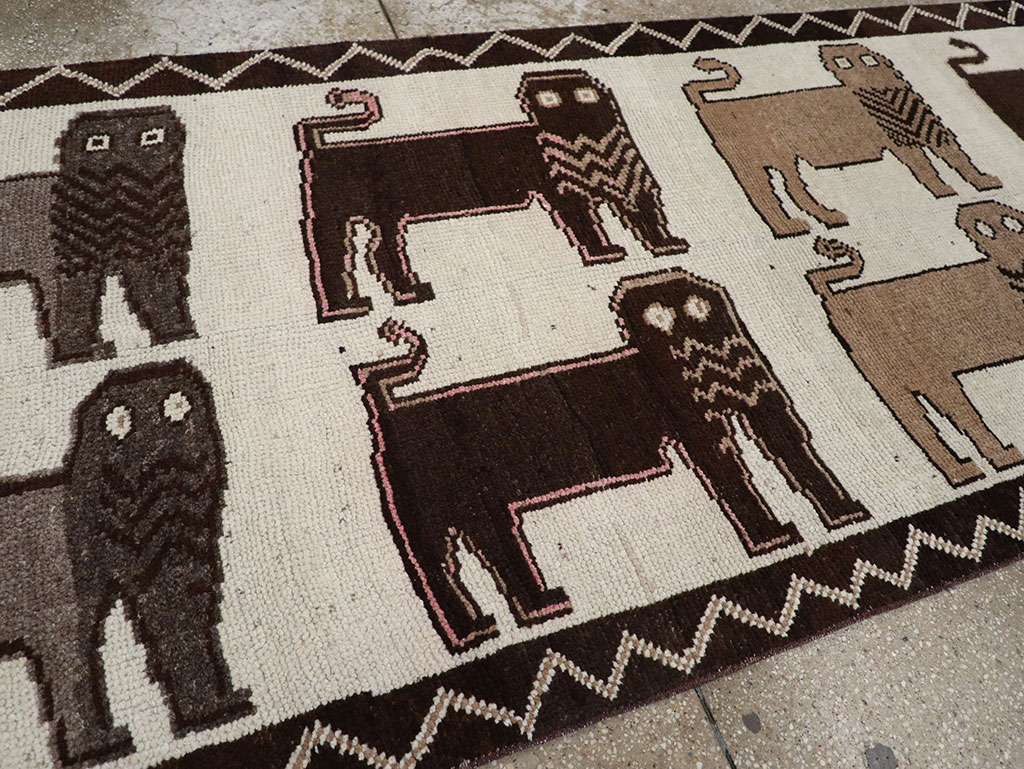 Vintage Turkish Anatolian Pictorial Runner, No.33266 - Gss