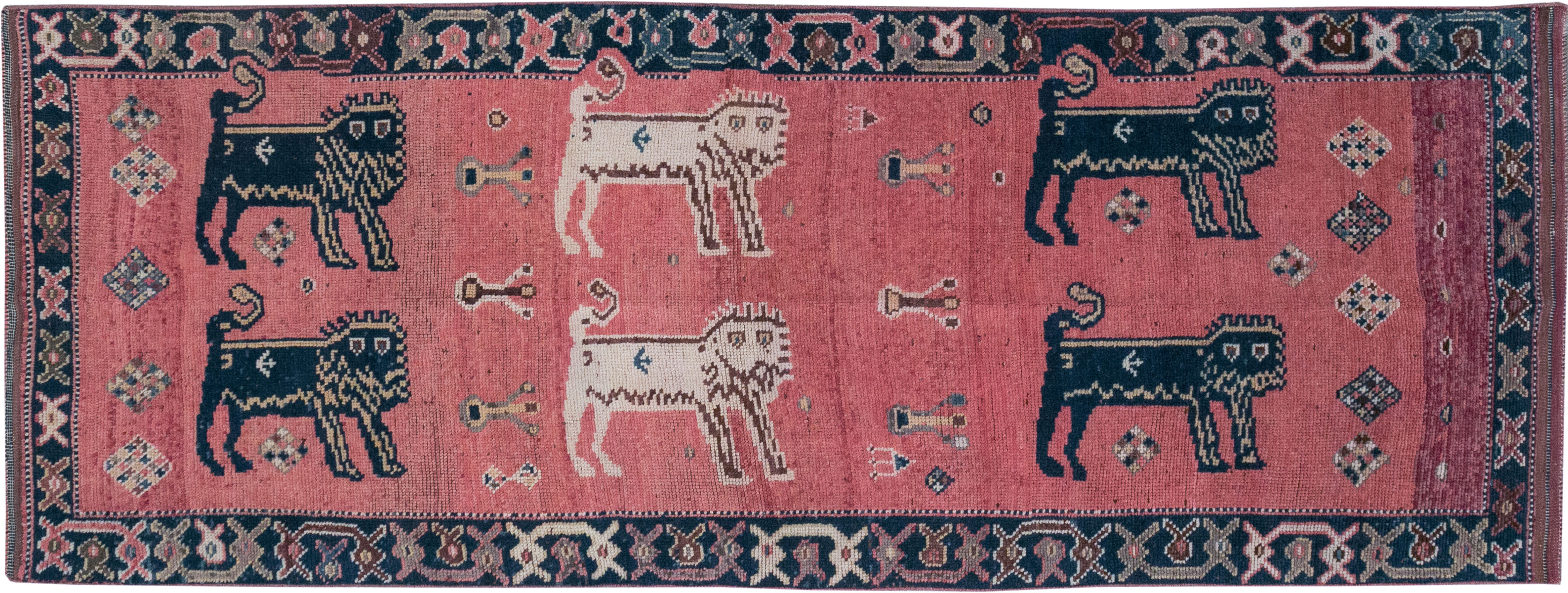 Vintage Turkish Anatolian Pictorial Runner, No.33267 - Gss