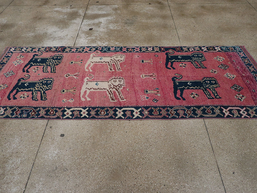 Vintage Turkish Anatolian Pictorial Runner, No.33267 - Gss