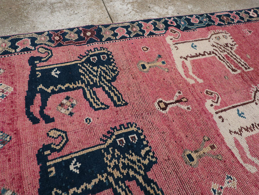 Vintage Turkish Anatolian Pictorial Runner, No.33267 - Gss