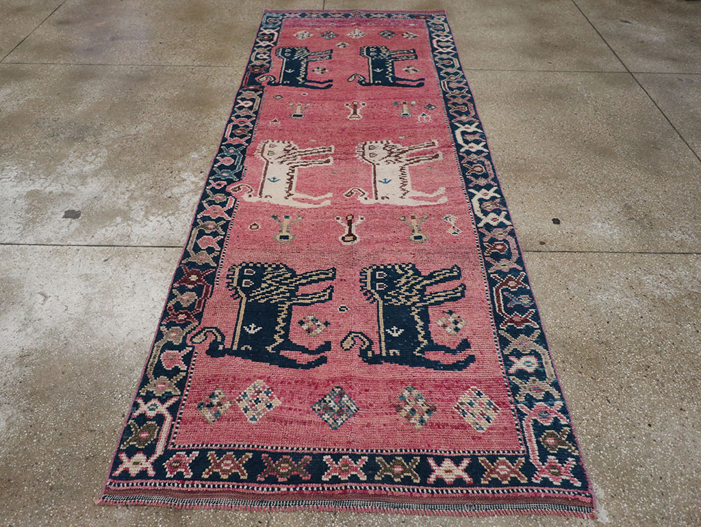 Vintage Turkish Anatolian Pictorial Runner, No.33267 - Gss